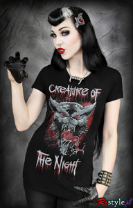 Czarny t-shirt wilkołak CREATURE OF THE NIGHT damska koszulka