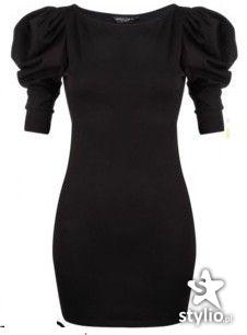 Czarna sukienka z bufiastymi rękawami