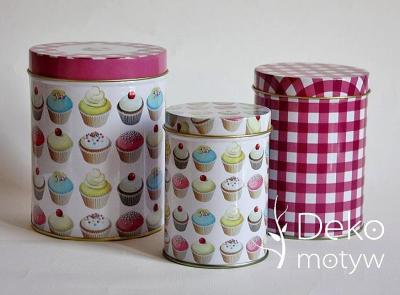 *dekomotyw* Pudełka metalowe puszki babeczki 3 szt