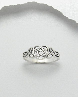 Celtic Knot Heart Triquetra Trinity Endless Band Ring