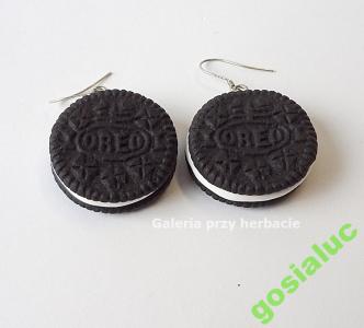 Kolczyki z modeliny ciastka oreo