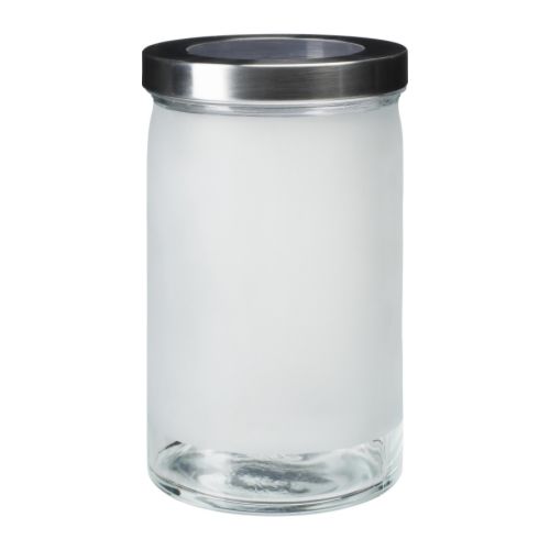 Jar with lid, frosted glass, stainless steel