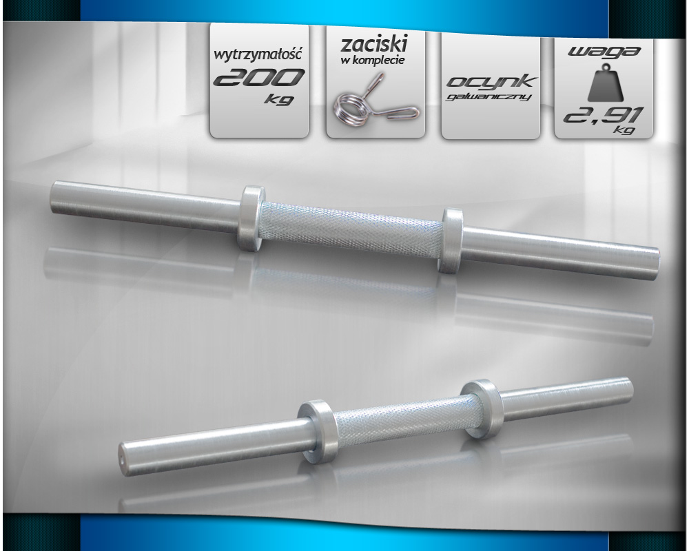 Gryfy hantli - długie z  zaciskami sprężynowymi