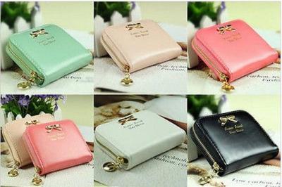 piękny PORTFEL damski PORTMONETKA kokardka kolory