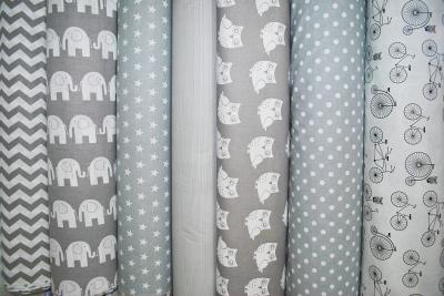 BAWEŁNA MATERIAŁ TKANINA GWIAZDKI SOWA ZYGZAK SŁOŃ