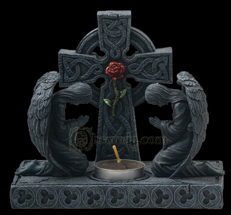 Angels of Sorrow Celtic Cross Gothic Candleholder