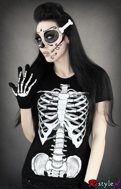 T-shirt szkielet ludzki żebra rentgen koszulka damska