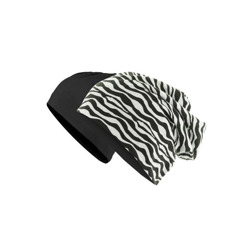 czapka dwustronna MASTERDIS - PRINTED JERSEY BEANIE zebra/black