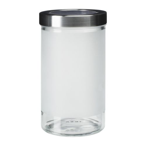 Jar with lid, frosted glass, stainless steel