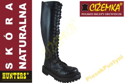 HUNTERS GLANY 20 wysokie PROMOCJA skóra CZARNE 39