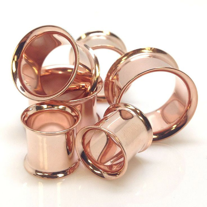  Stainless steel anodized rose gold tunnels