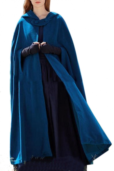 Plain Tunic Hooded Cape with Detachable Throat Guard