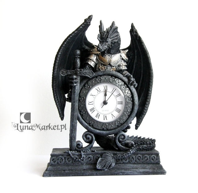 stylowy zegar Smok w Zbroi w stylu Gothic Fantasy