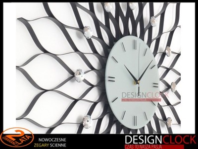 Nowoczesny  ZEGAR ŚCIENNY z kryształami , DUŻY