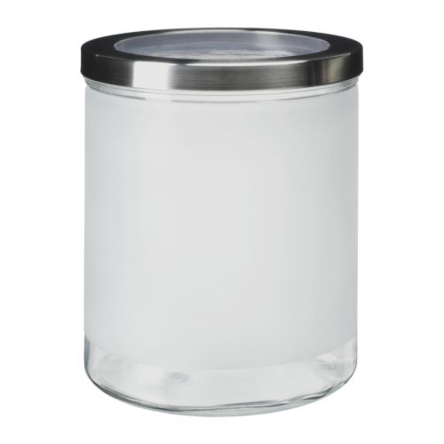 Jar with lid, frosted glass, stainless steel