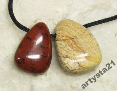 2 wisiorki obsydian mahoniowy - jaspis 21 gr