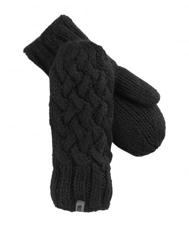 Women's Cable Knit Mitts - black