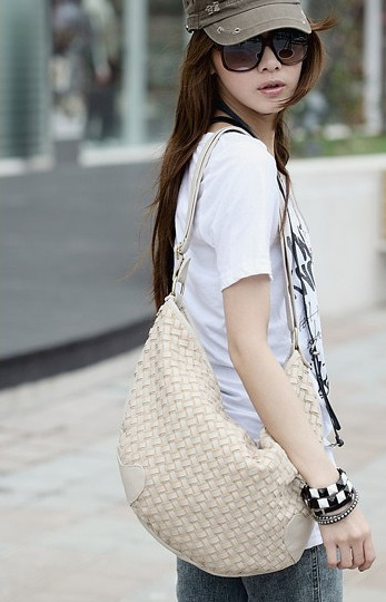 Biała, pleciona torebka damska. Japan style.