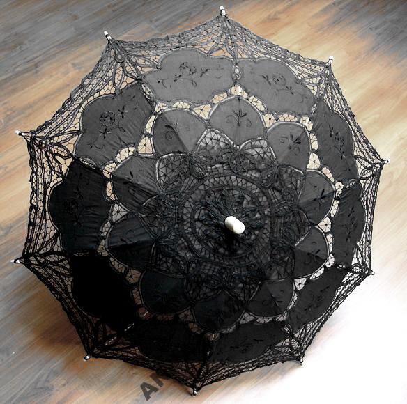 Czarna, koronkowa parasolka