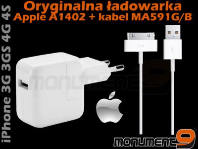 ORYG ŁADOWARKA iPhone 3 4 4S iPad iPod +KABEL USB