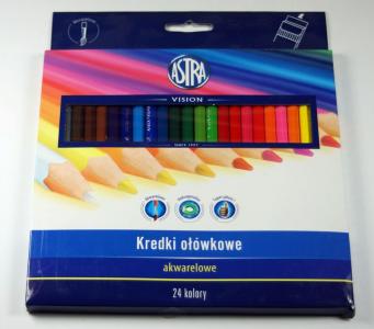 kredki OŁÓWKOWE akwarelowe ASTRA 24 KOLORY