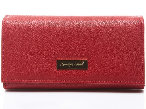 DUŻY czerwony ELEGANCKI skórzany portfel damski XL