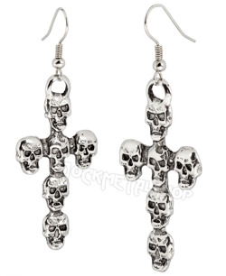 Kolczyki krzyż z czaszek