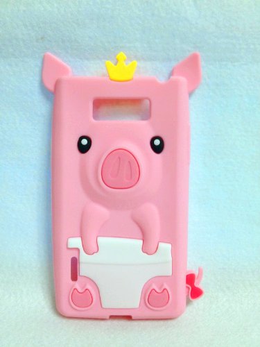 Cute Happy 3D Pig Crown CROWNED PIG Silicone Gel Case Cover For LG Optimus L7 P700/P705