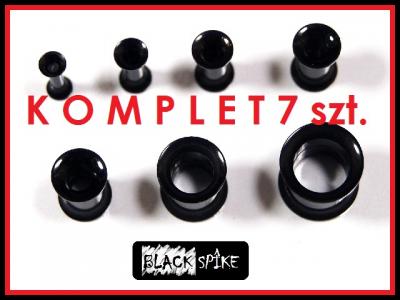 TUNELE akrylowe CZARNE 2,0-10,0mm KOMPLET 7 szt !!