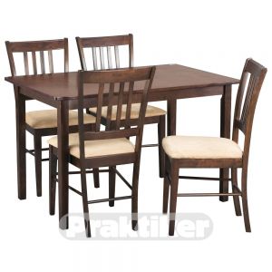 Stół Sharon z 4 krzesłami 120cm, ciemny dąb