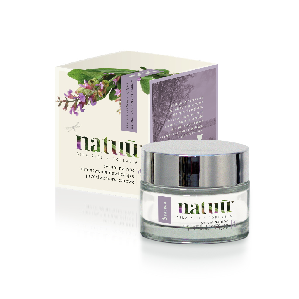 NATUU Serum na noc intensywnie nawilżające przeciwzmarszczkowe z ekstraktem z szałwii