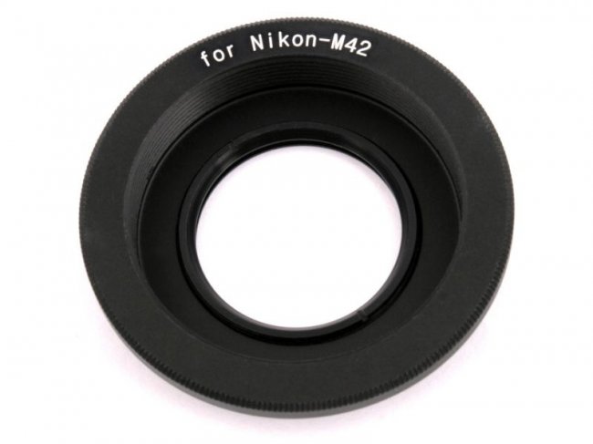 Adapter Nikon (bagnet Nikon F) - M42 (obiektyw) - z soczewką (ostrzenie na nieskończoność)