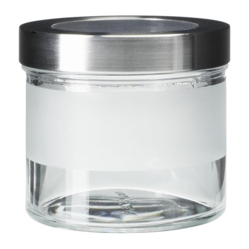 Jar with lid, frosted glass, stainless steel