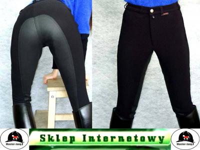 bryczesy CZARNO-CZARNE pełna skóra  FULL-MIX  hit