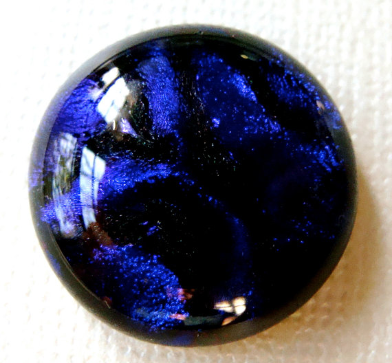 Dichroic Fused Glass Cabochon 21 mm Deep Purple