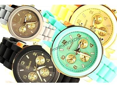 ZŁOTY ZEGAREK DAMSKI GENEVA MIĘTOWY JELLY WATCH