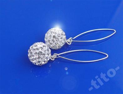 SREBRNE KOLCZYKI KULKI SWAROVSKIEGO 8mm crystal