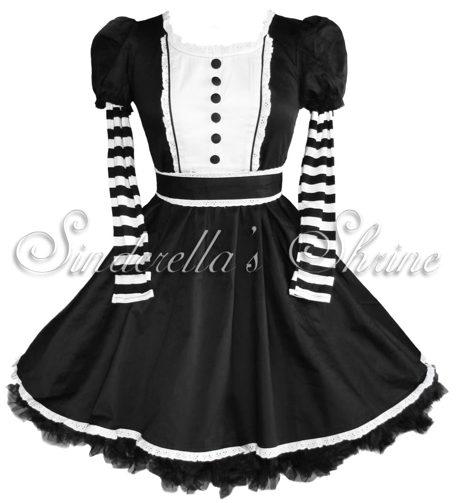 Hell Bunny Black Stripey ~ALiCe~ In Wonderland Cute Lolita Dress GOTH