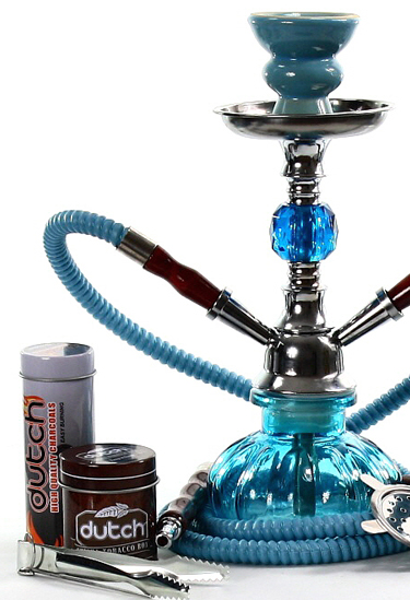 fajka wodna shisha ice blue zestaw 2 węże węgiel