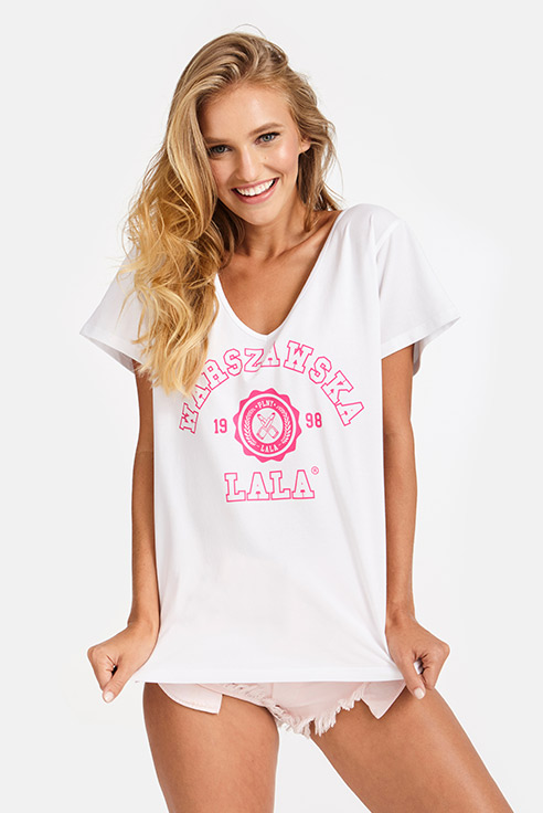 WARSZAWSKA LALA OUTLINED SLICE WHITE TEE