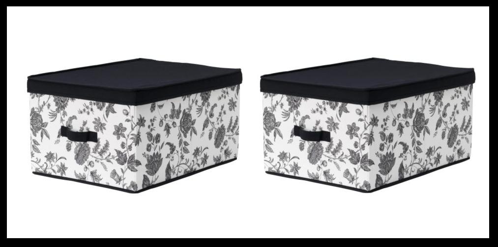 IKEA - pudełka z pokrywką - biało-czarne kwiaty - 3-4 sztuki