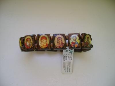 BRANSOLETKA DREWNIANA ZE ŚWIĘTYMI