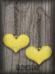 kolczyki serca żółte