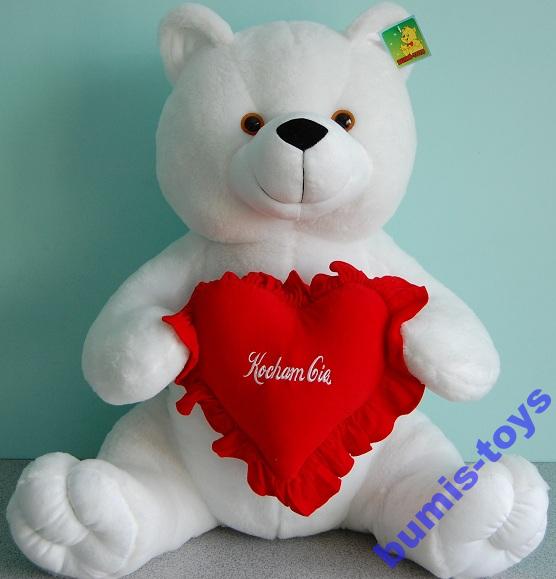 DUŻY BIAŁY PLUSZOWY MIŚ Z SERCEM