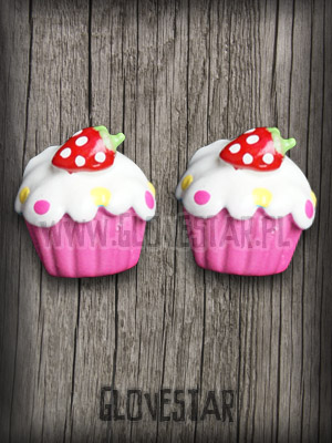    kolczyki cupcakes hot pink