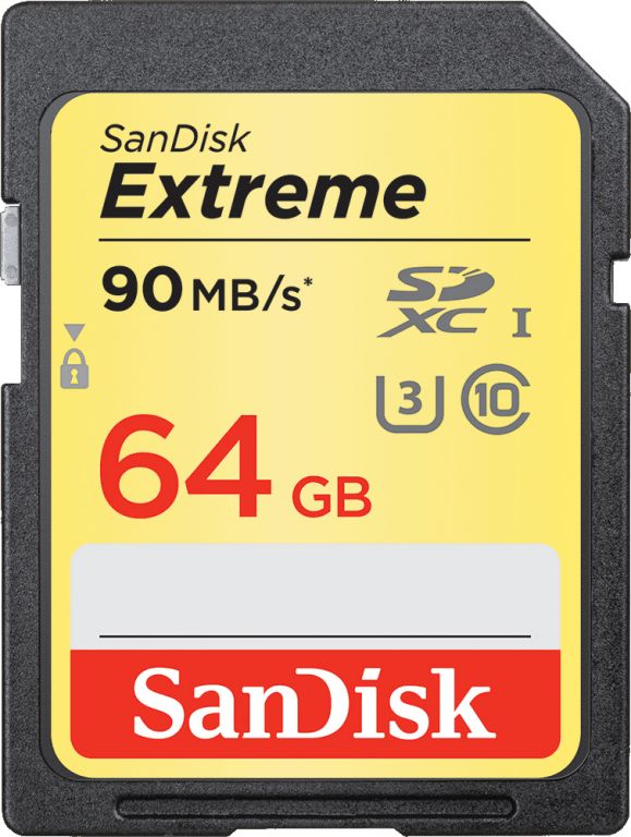 Sandisk SDXC 64GB Extreme 90MB/s Video Speed Class V30 U3 UHS-