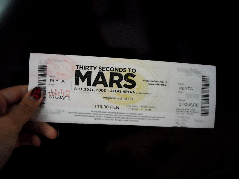 Bilet na koncert 30 Seconds to Mars Łódź 8.11.11