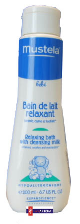 MUSTELA Bebe: Płyn do kąpieli - Relaksacyjna kąpiel z mleczkiem oczyszczającym 200 ml