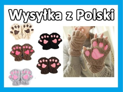 RĘKAWICZKI KOCIE ŁAPKI BEZ PALCÓW 