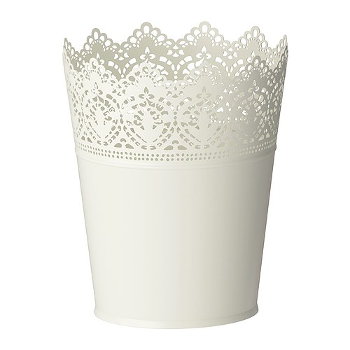 SKURAR Osłonka doniczki, kremowy/biały